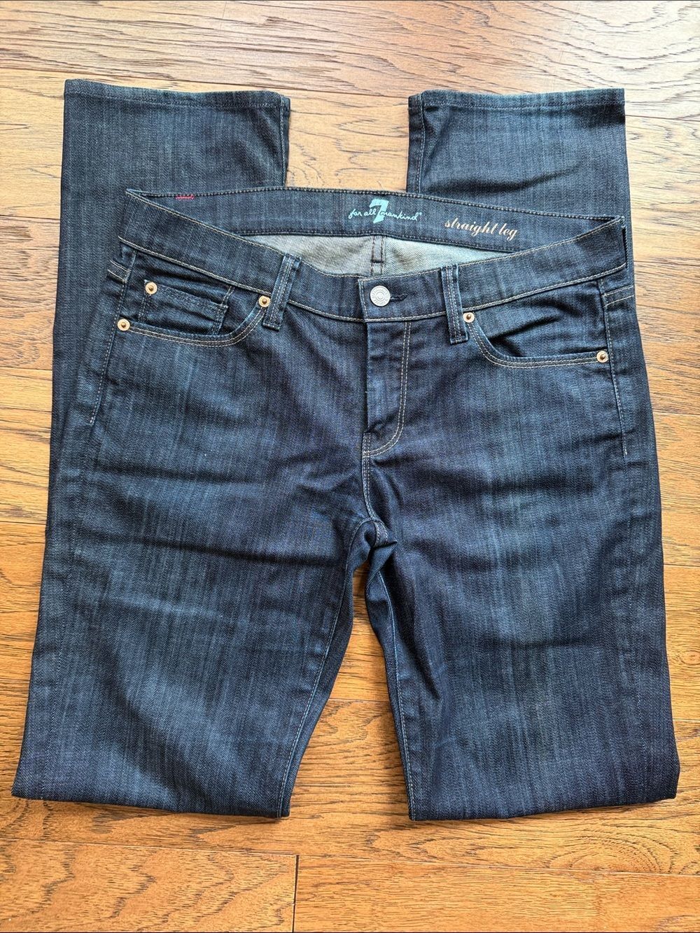 7 For All Mankind Straight Leg Dark Indigo Jeans